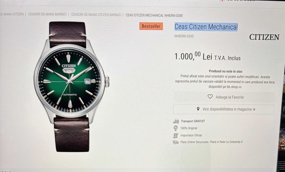 Vand Ceas Citizen NH8390-03XE Automatic