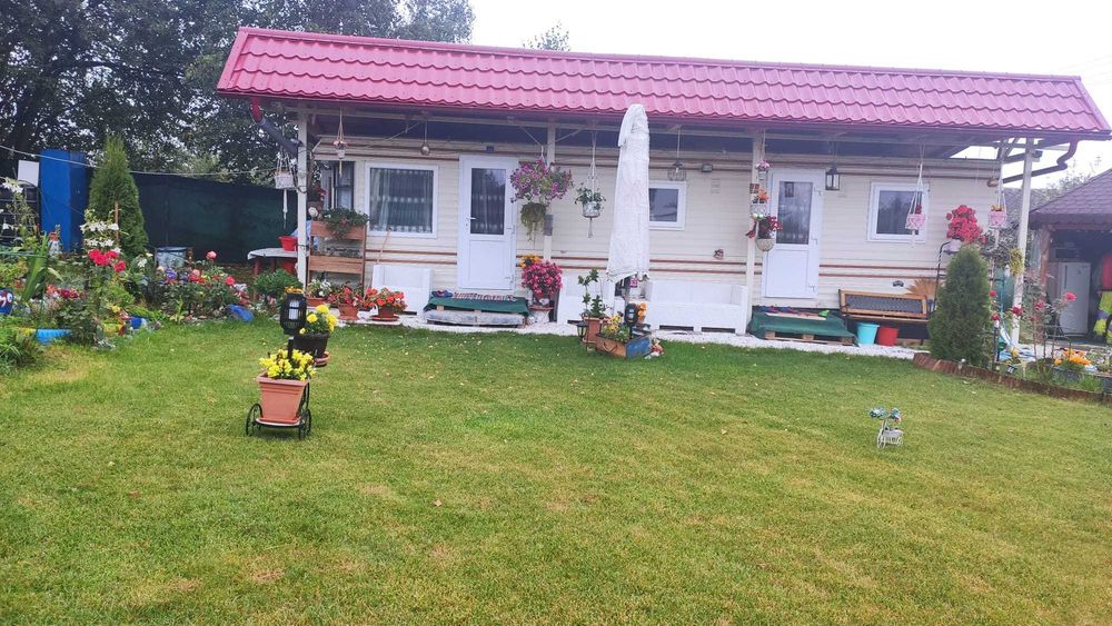 Vand casa mobila 3 camere complet mobilata cu teren extravilan 670mp in comuna Rasca