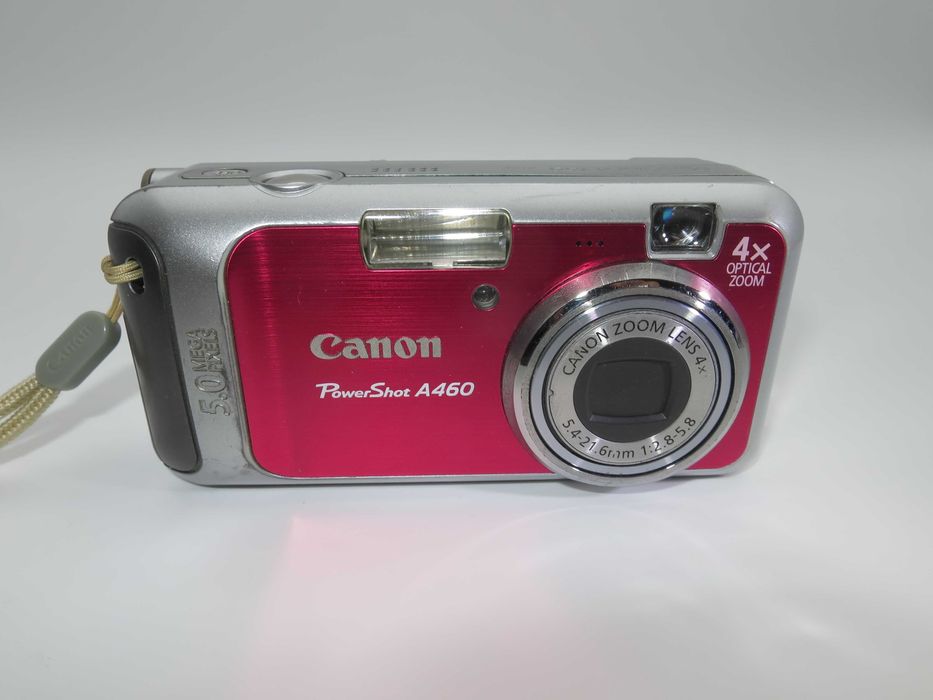 Canon A460 розова дигитална камера, компактен цифров фотоапарат, комплект с карта памет, работи отлично