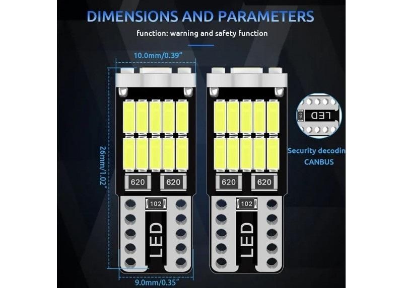 комплект 2броя led диодни габаритни крушки flyseen fls6001, t10  ...