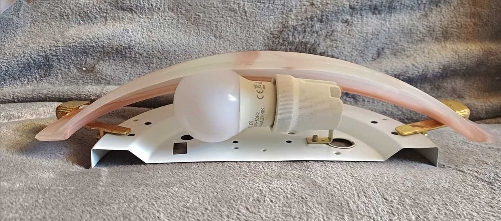 Set: plafoniera tavan+5 aplice perete+becuri, abajururi din sticla