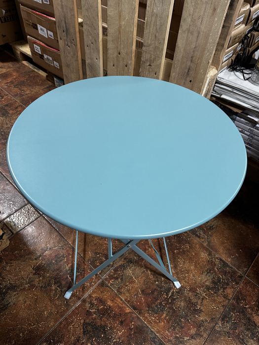 Set bistro pliabil 2 scaune + masă metal – mobilier grădină/balcon, albastru, compact - LIVRARE GRATUITA !