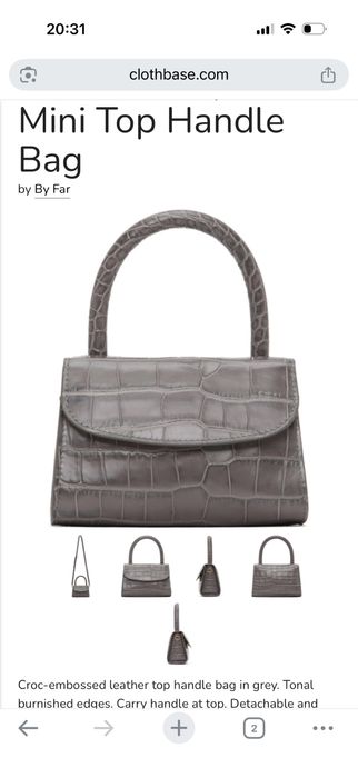 BY FAR Grey Croc Mini Top Handle Bag
