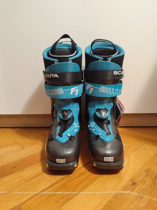 Clapari ski / schi de tura Scarpa F1 Anthracite Pagoda Blue
