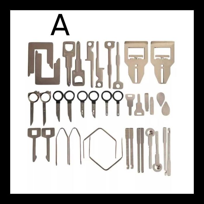 Trusă Scos Radio Auto – Set Profesional Demontare Navigație – 38/20 Piese – Chei Extractoare – Audi BMW VW Ford Mercedes – UNIVERSALĂ