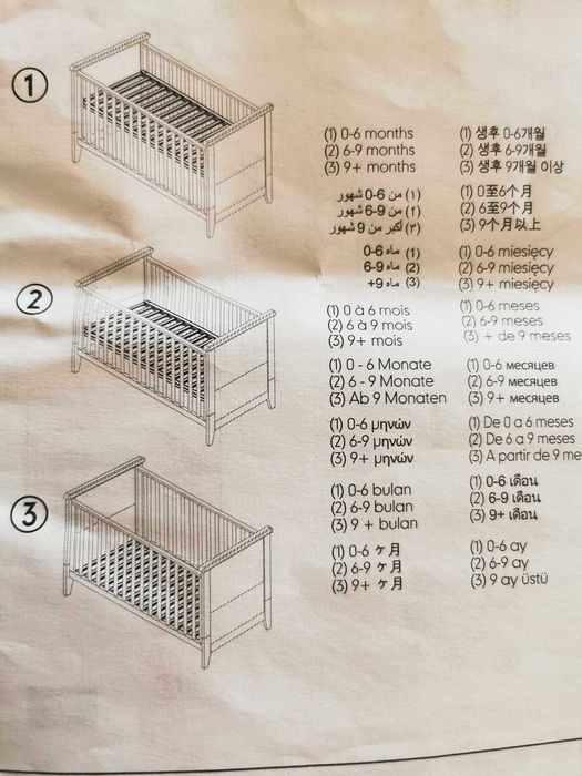 Mothercare детско легло на 3 нива, за деца от 0 + до 140 см.