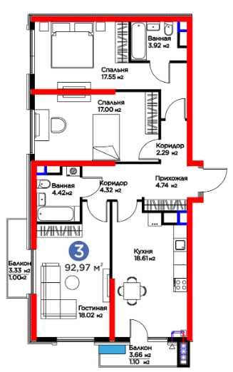 Мечта и Комфорт! 3 комнатная-92,97кв.м., 8 этаж, Ипотека, Яшнабад (XS)