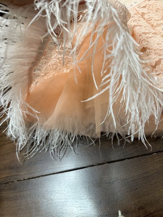 Розова рокля пачка с пера, размер S, ALESSA