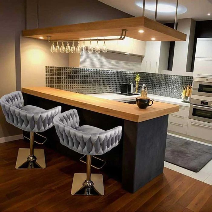 Scaun de Bar de LUX din Catifea, cadru Auriu 118P LIVRARE GRATUITA!