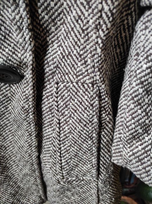 Дамско късо палто, 3/4 ръкав, ефектна кройка, шал яка, р-р S