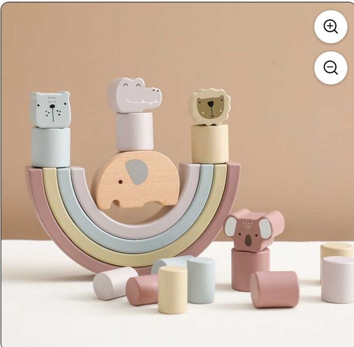 Комплект дървени играчки Монтесори, ЕКО боя