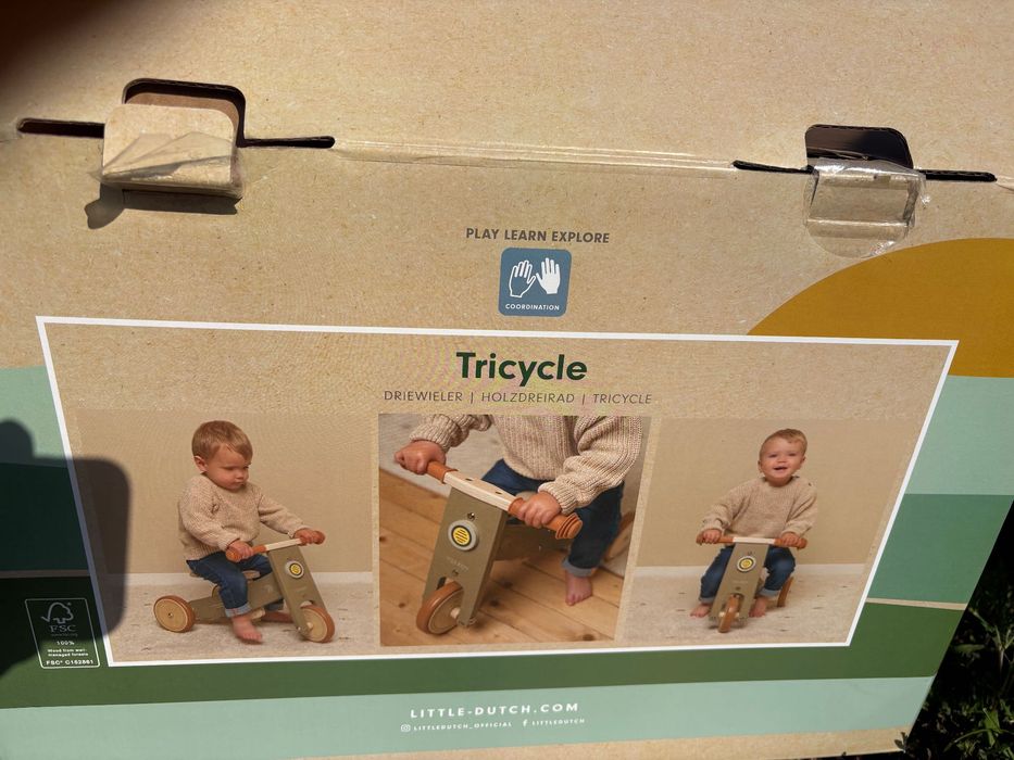 Tricicletă din lemn FSC Olive Little Dutch
