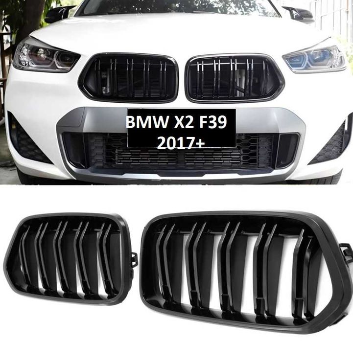 Grile Duble Centrale BMW X2 F39 2017+ Negru Lucios Plug&Play