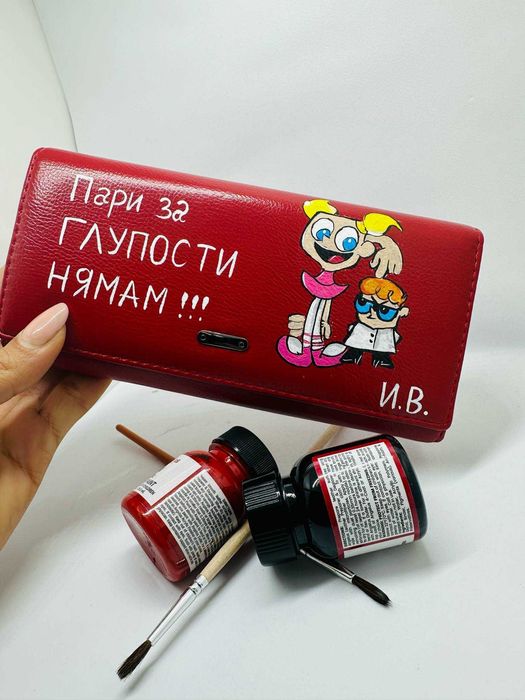 Ръчно рисуване по ваш избор на дамско и мъжко портмоне от ест. кожа