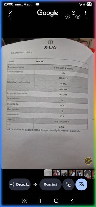 Aparat de sudură Invertor X-LAS Arc S 180 (MMA / Lift TIG) - NOU în cutie