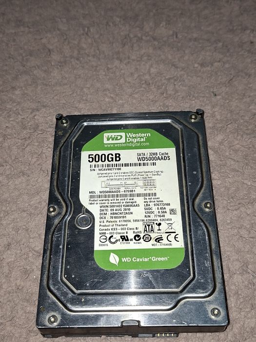 hard disk intern Western Digital Caviar Green de 500GB.