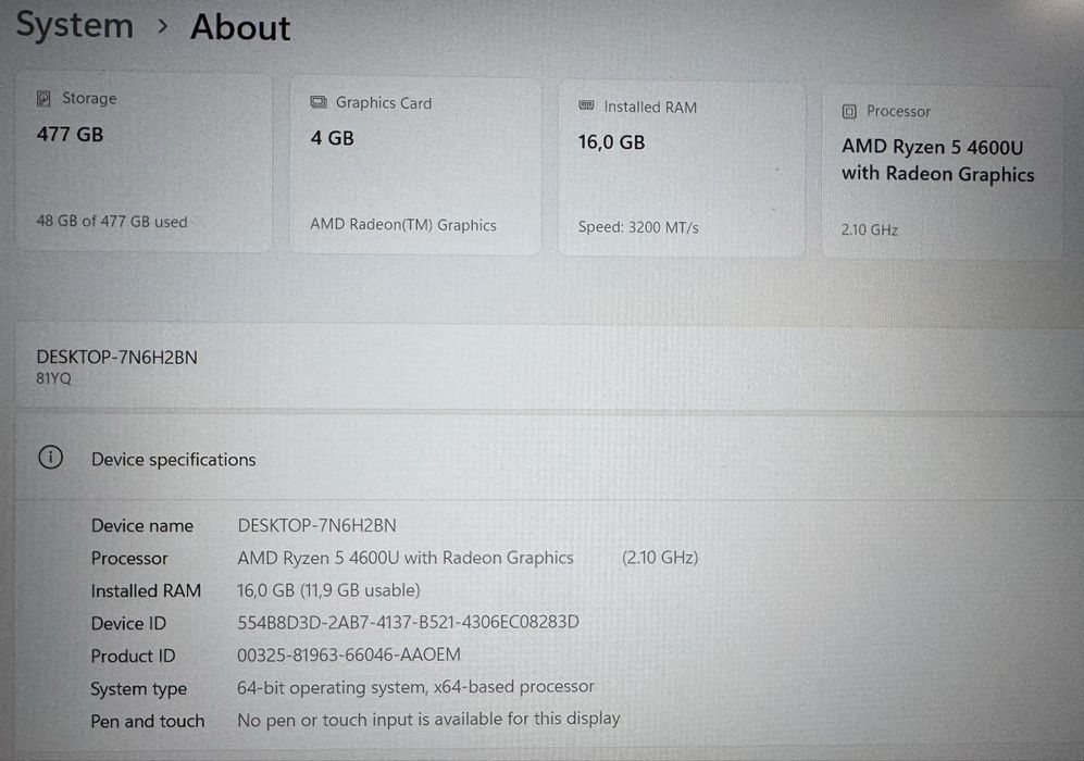 Laptop Lenovo IdeaPad 5, AMD Ryzen 5 ,16GB DDR4,512GB SSD,GPU AMD 4GB