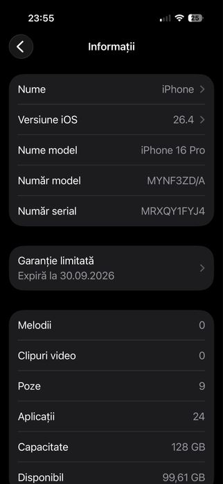Iphone 16 pro garantie 43 cicluri vand sau schimb