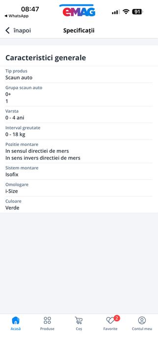 Scaun auto pentru copii 0 - 4 ani Joie