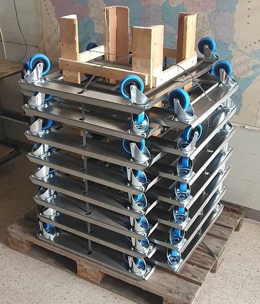 Carucior inox pentru navete de paine - 10 bucati