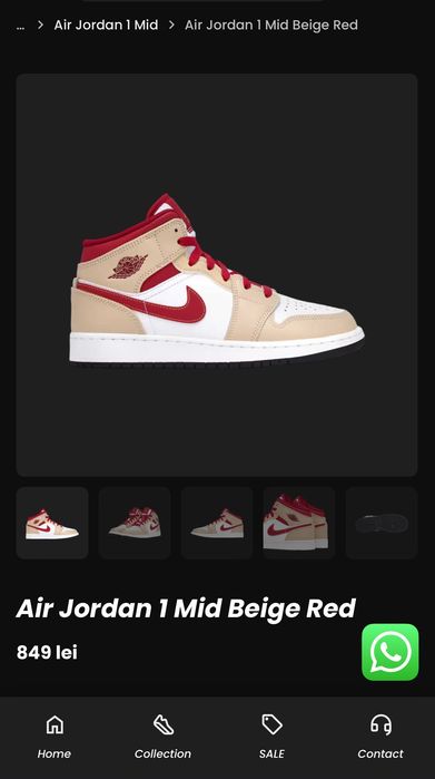 Adidași Air Jordan 1 Mid beige red