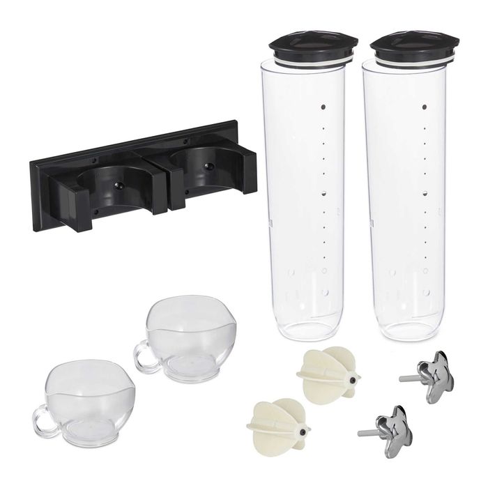 Dispenser cereale dublu 3L montaj simplu pe perete negru 32x29x15 cm