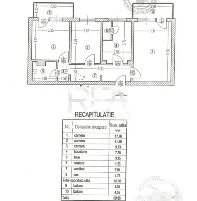 3 camere, et 7/9, 70mp, CENTRALA-Lujerului