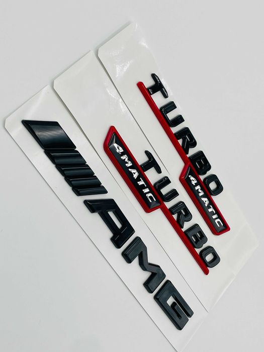 Set Embleme Compatibile Mercedes turbo 4matic amg negru rosu