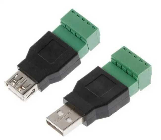 Set mufe USB-A tata/mama cu mufa rapida 5 pini cu suruburi