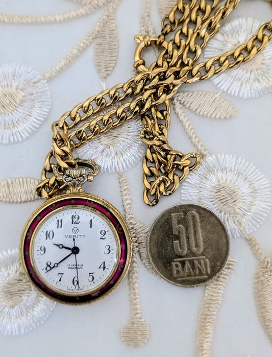 Ceas de buzunar vintage VERITY – Swiss Made, mecanic, funcțional  17 j