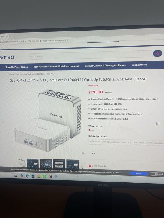 Geekom mini pc XT12Pro i9 32GB RAM 1 TB SSD