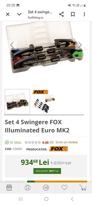 4+1 avertizori fox mr+, 4 swingere fox mk2 illuminated, 4 snag ears fox
