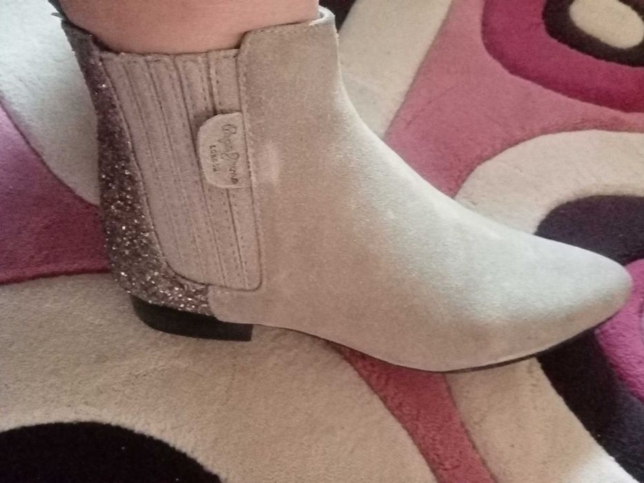 Ghetuțe Pepe Jeans, 37, piele întoarsă/ Palton/Jacheta  primavara 44/48/  sacou gri, clasic, lana, 42