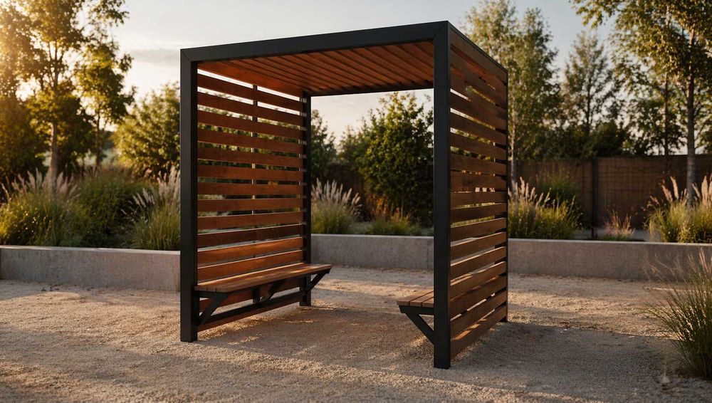 Современная беседка 2.5×2.5 м | Металл + дерево