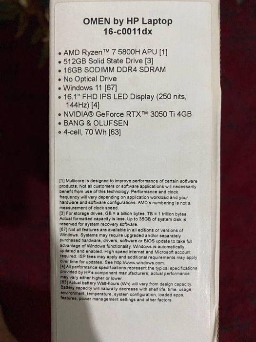 Hp omen 16 AMD Ryzen 7, TRX 3050