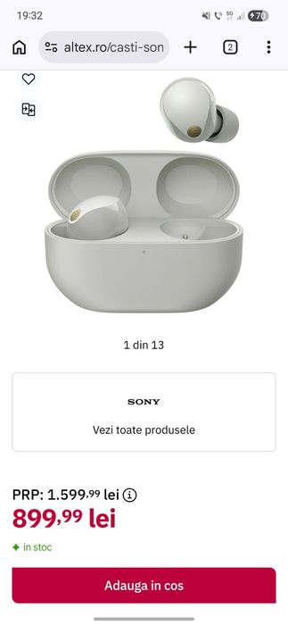 Casti SONY WF-1000XM5 Bluetooth headphones /Garanție 2 Ani