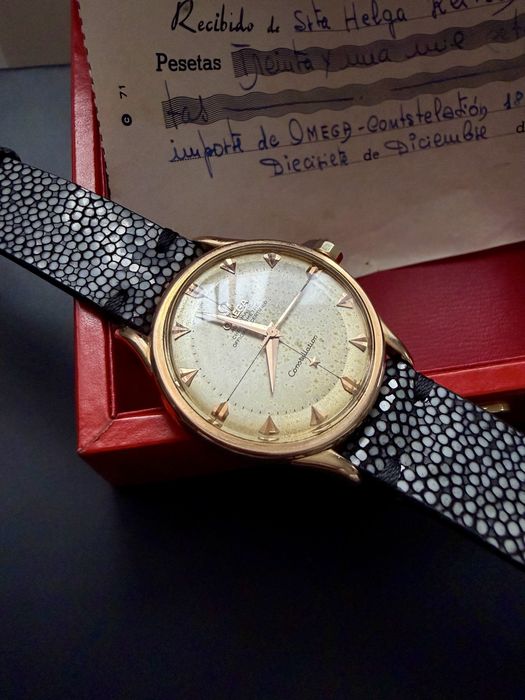 Ceas Aur Omega Constellation Automatic 18 k Roz/Two-Tone-Crosshair Cadran