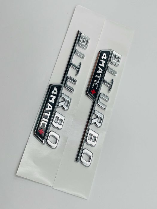 Embleme Compatibile Mercedes biturbo 4matic+ crom