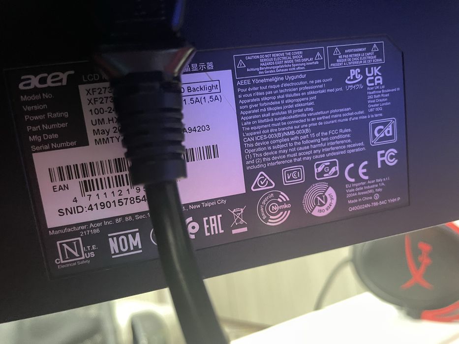 Monitor Acer XF273U W2 240hz IPS | GARANTIE