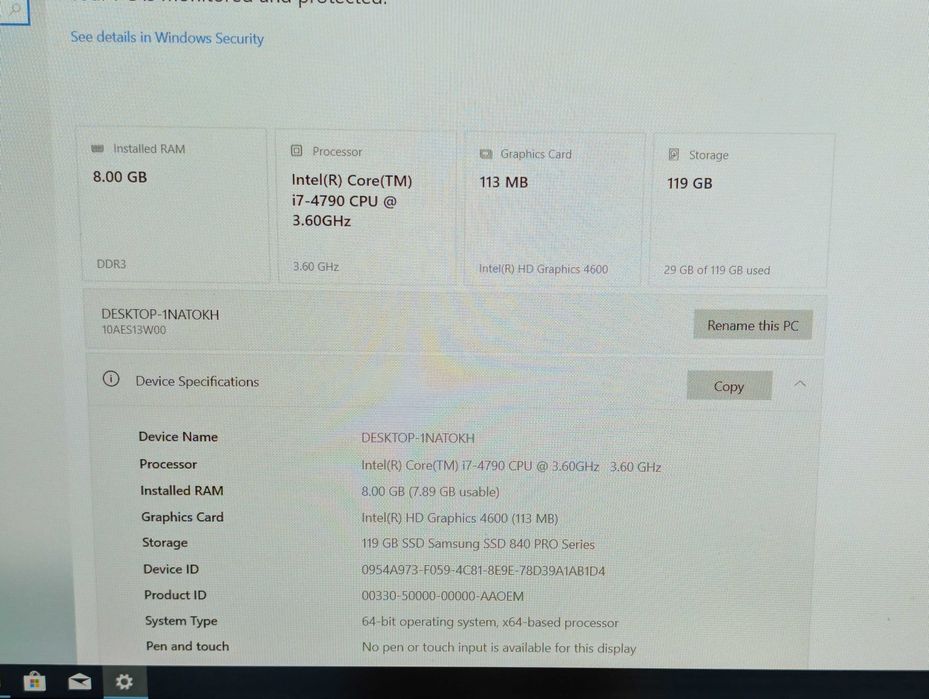 Calculator Lenovo ThinkCentre M93z, Display 24" Full HD, intel i7-4790, 8GB RAM, SSD