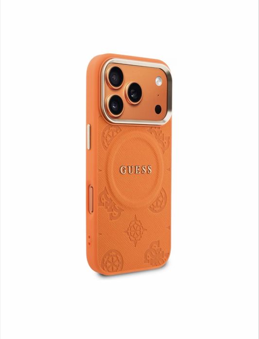 Защитен калъф GUESS Peony Hot Stamp Mag Safe,оранжев, за iphone 17 pro