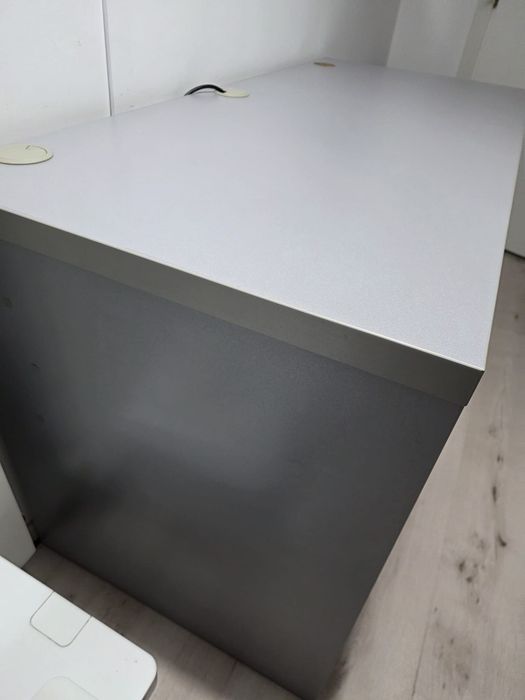 Birou gri – blat gros 4 cm, 135 cm lățime
