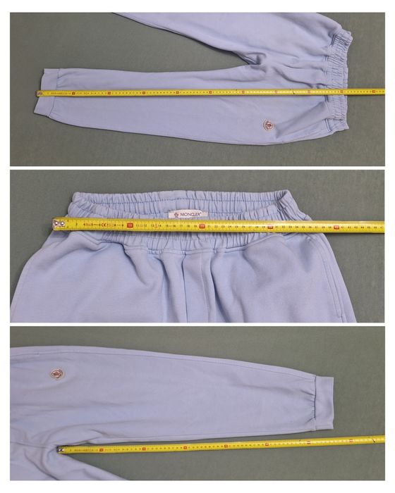 Moncler pantaloni trening din 100% bumbac, albastru deschis