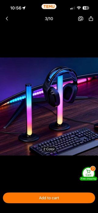 Suport Casti PC RGB 2 coloane + telecomanda