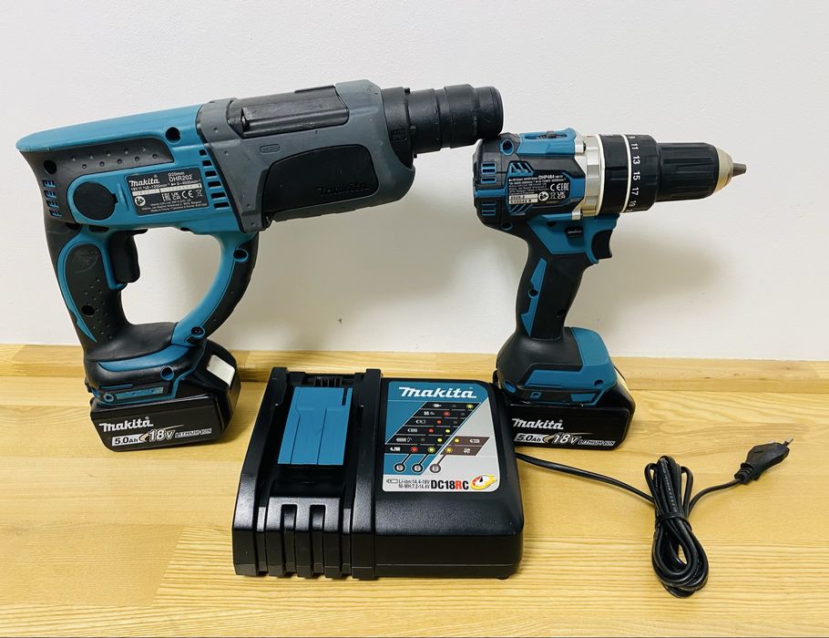 Makita filetanta si rotopercutor DHP 484 si DHR 202