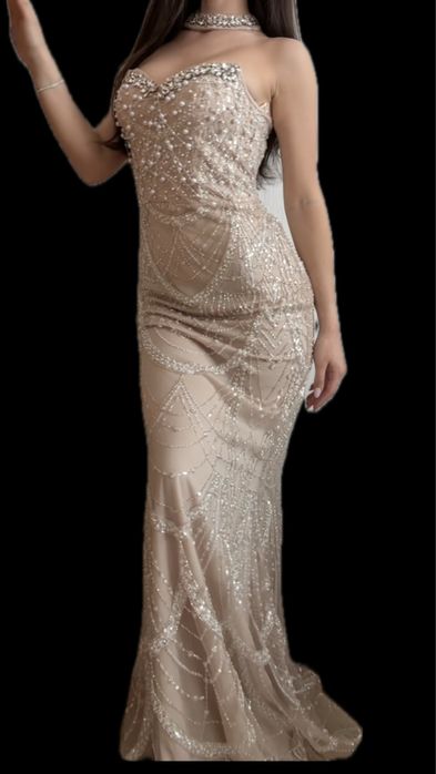 Официална рокля с камъни и перли