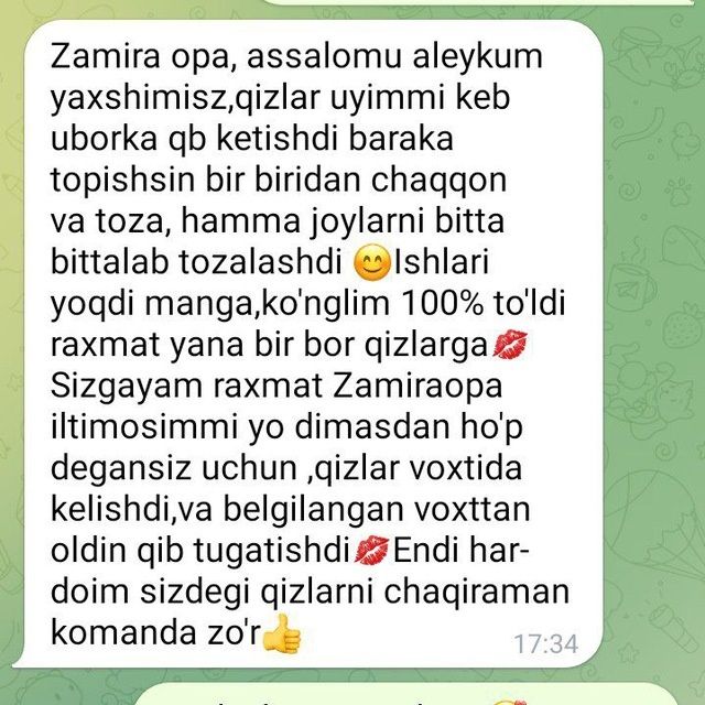 Uborka qilish,ofis-binolar tozalash,uy-hovli ishlarida yordamlashish