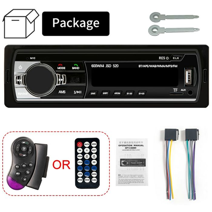Player auto 1DIN universal, Radio, Bluetooth, AUX, TF card, USB,