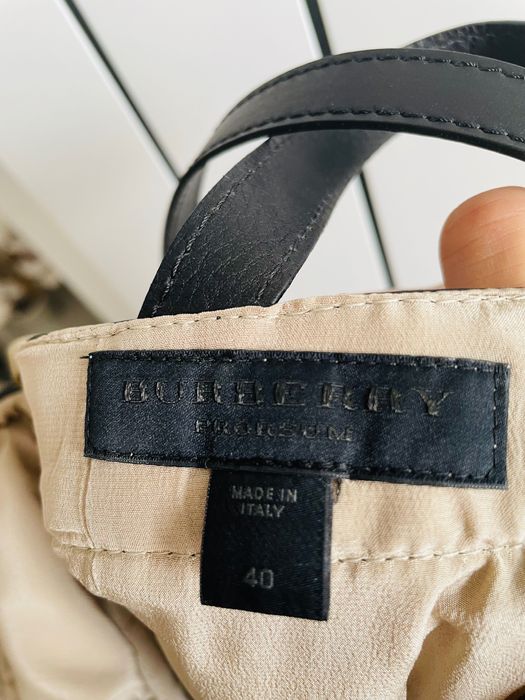 Rochie din matase cu cureluse din piele Burberry Prosum