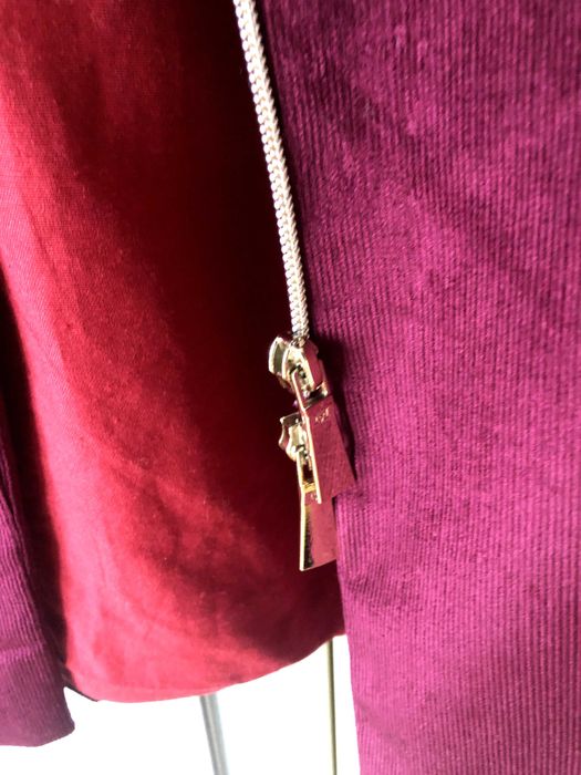 Jacheta pardesiu designer, de catifea reiata grena S-M